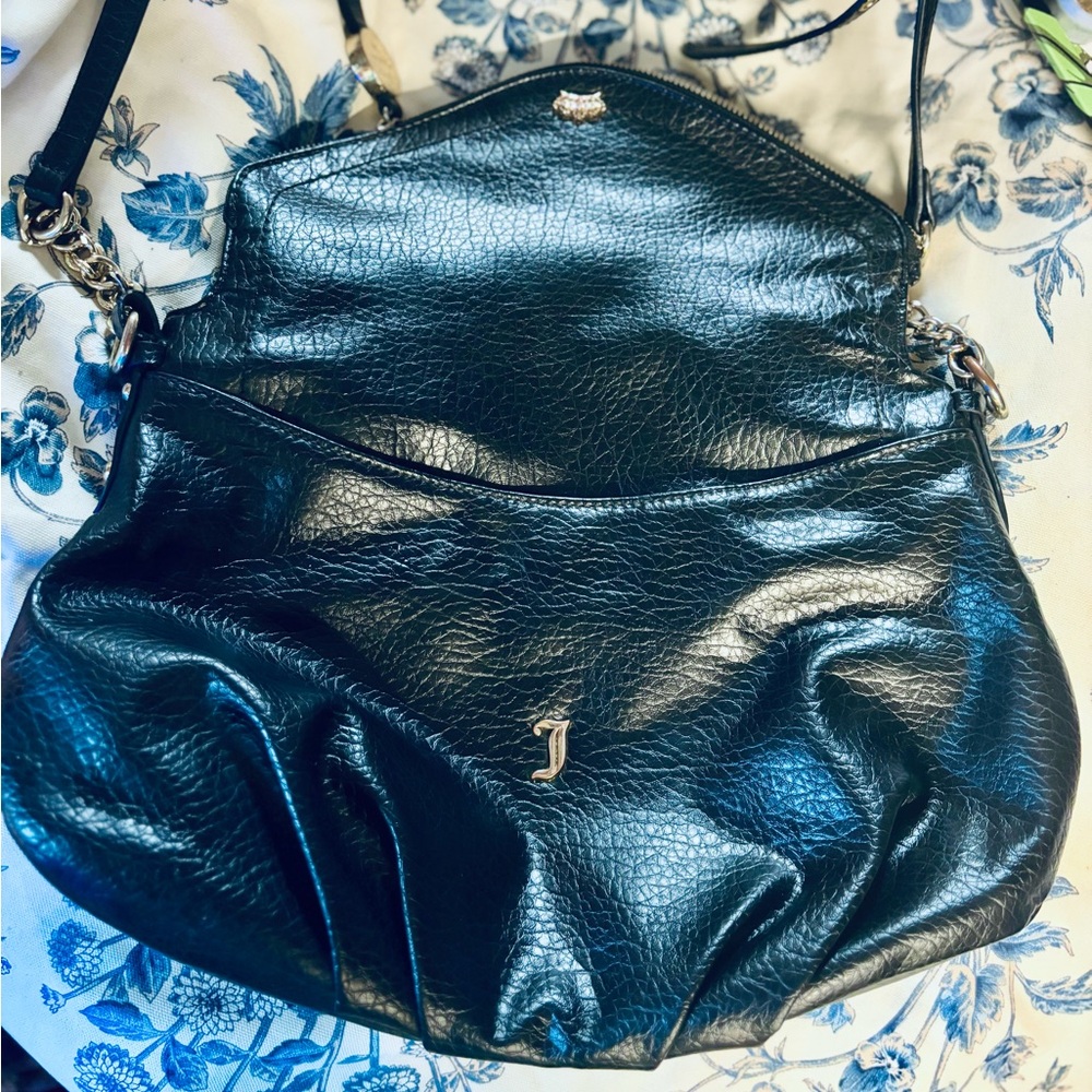 Juicy Couture Black Textured Leather Shoulder Bag